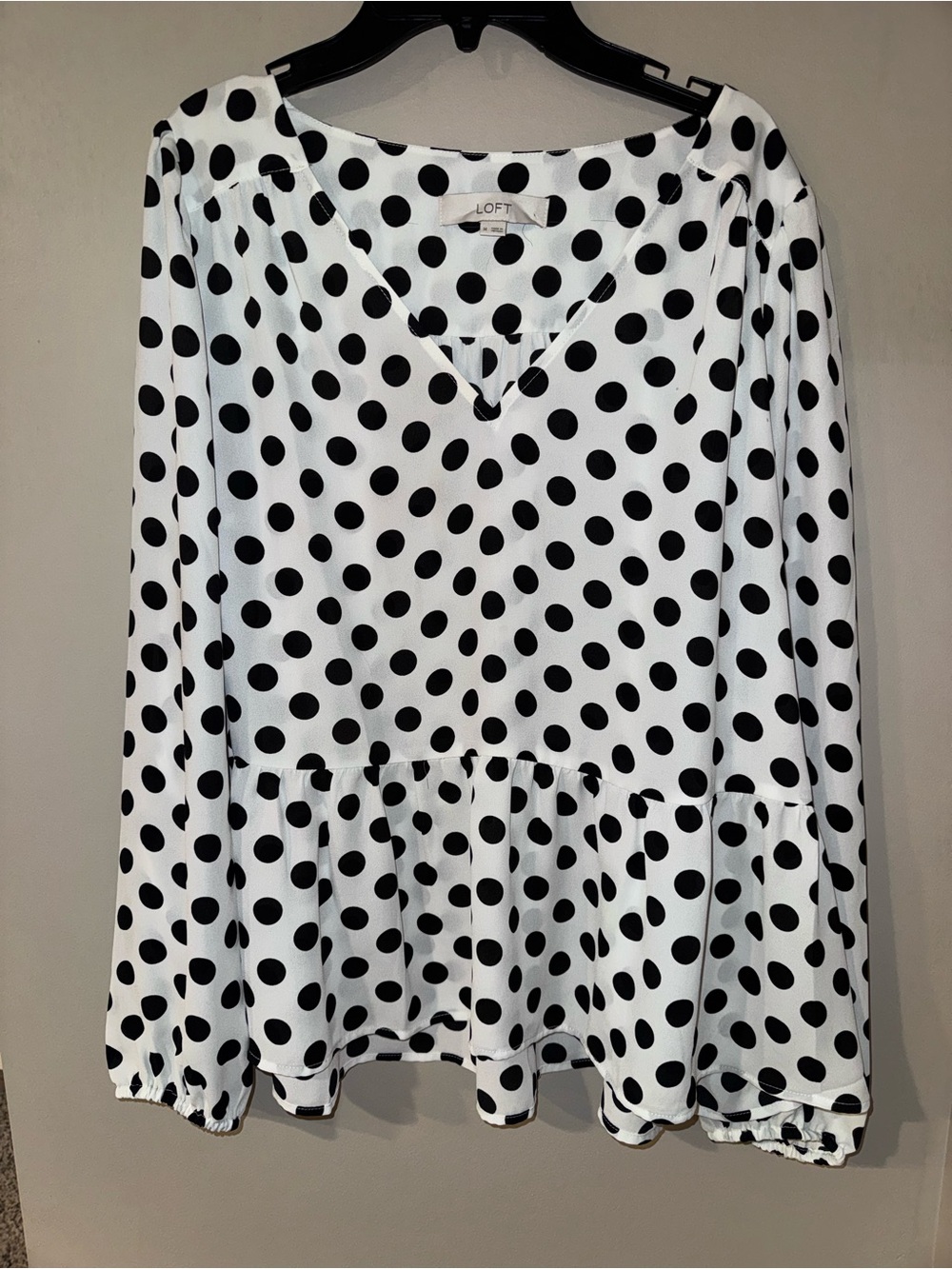 LOFT White and Black Polka Dot A-Line Skirt